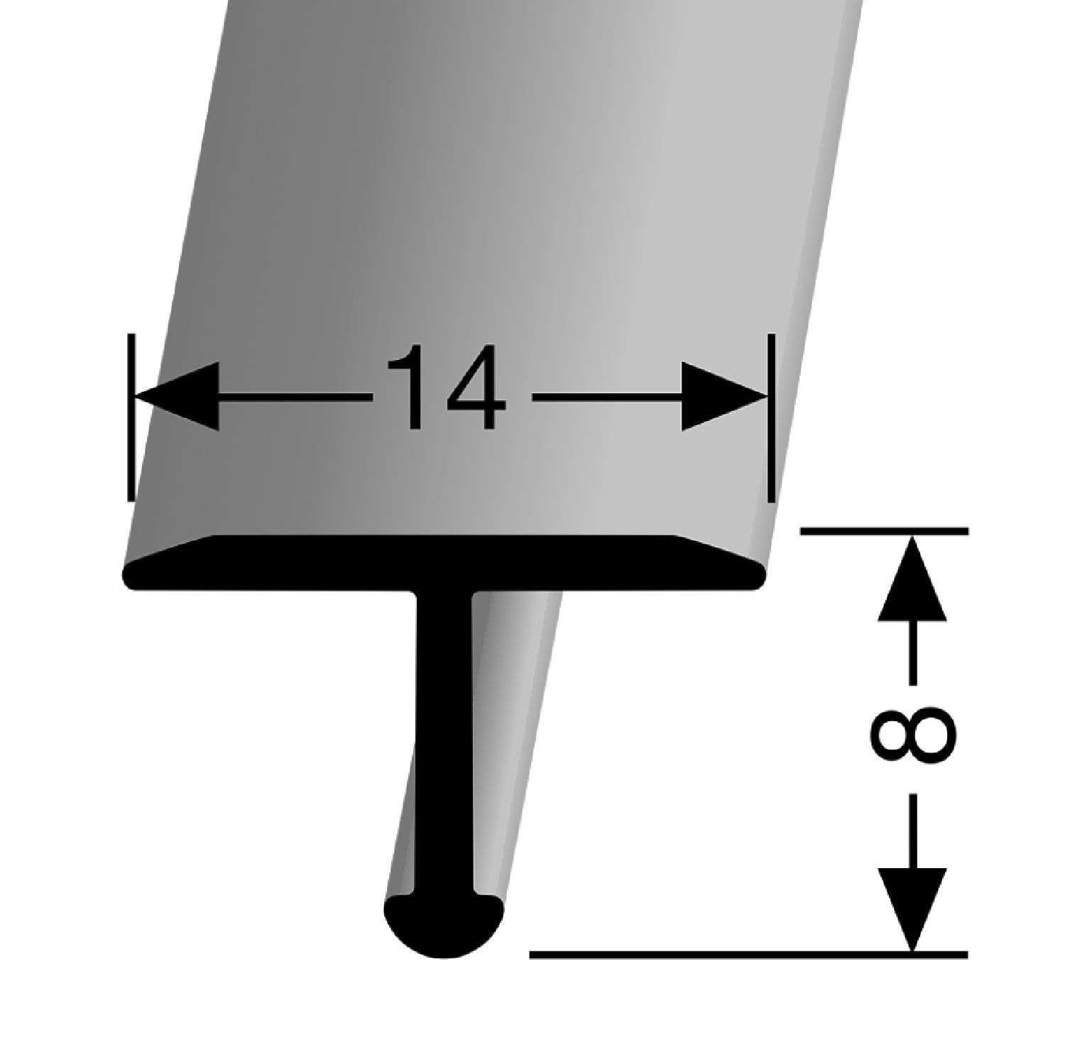 T-Profil Alu Elox. Silber 2,7 m fein geschl.