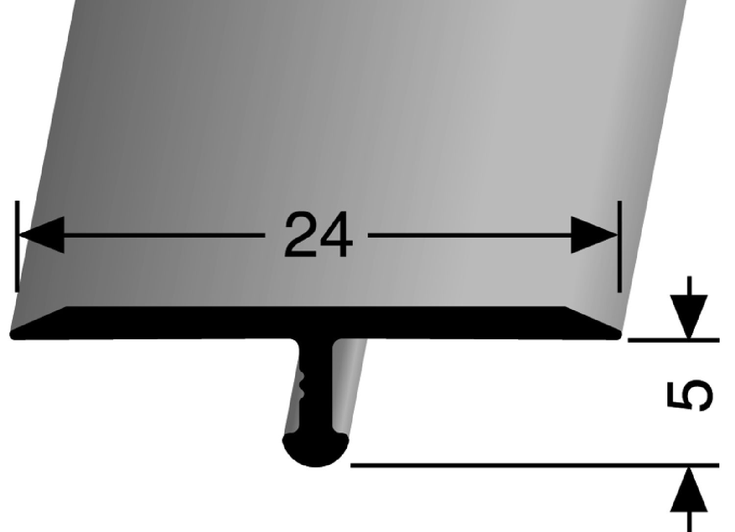T-Profil Alu Elox. Edelstahl Optik 2,7 m fein geschl.