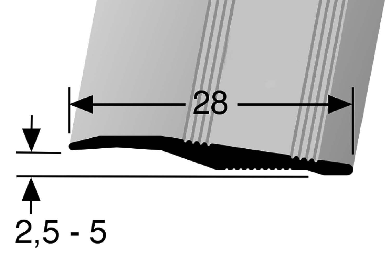 Rampenprofil Alu Elox.Silber 2,7 m ungebohrt, für 2,5 -5,00 mm