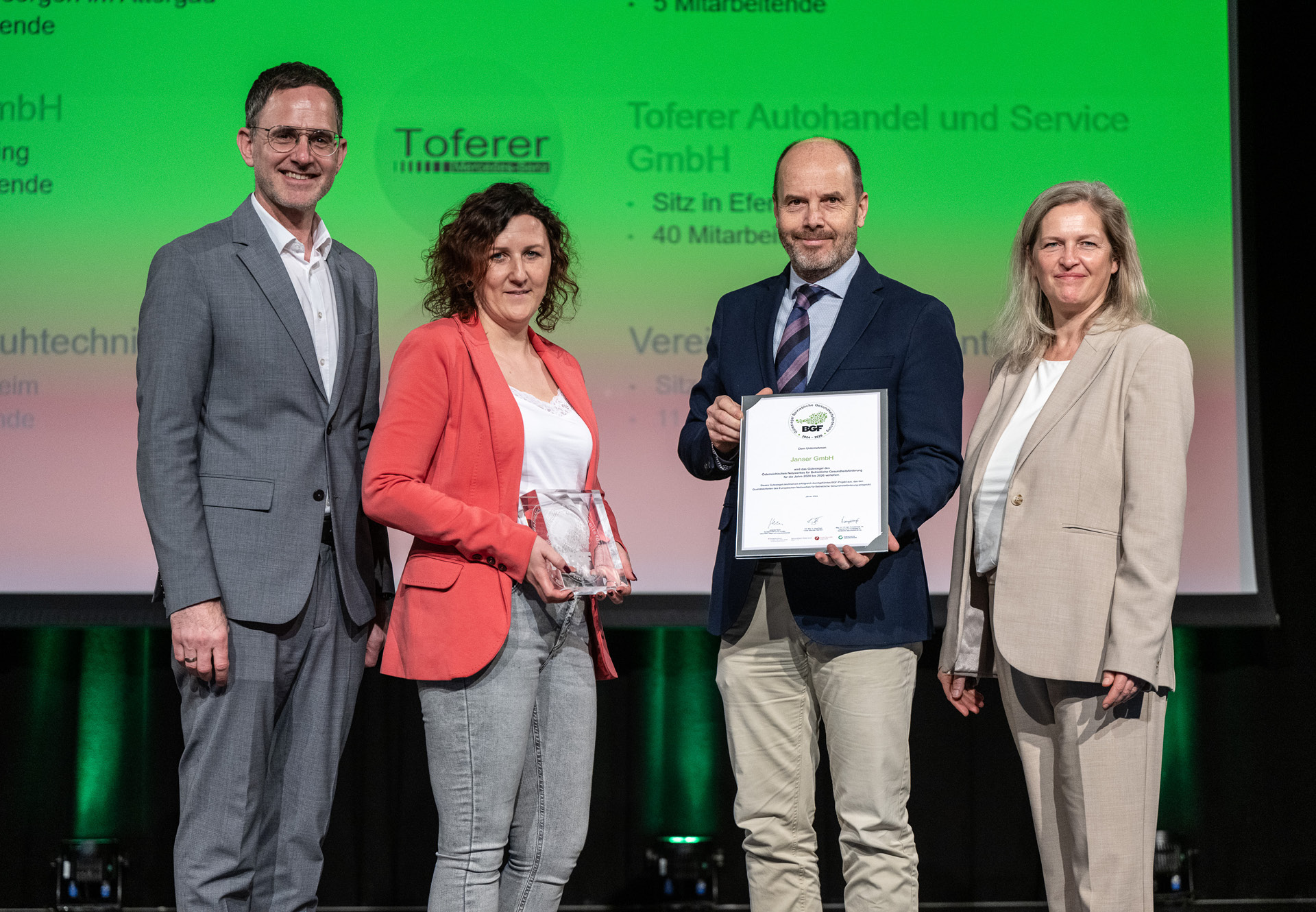 Janser erhält das BGF Gütesiegel für Betriebliche Gesundheitsförderung Janser erhält das BGF Gütesiegel für Betriebliche Gesundheitsförderung